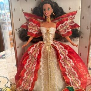Mattel Holiday Barbie in Red and Gold Dress